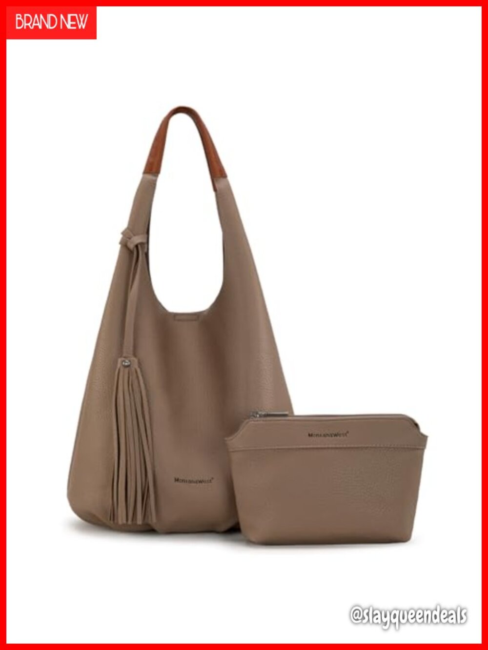 Slouchy Hobo Bags with Tassels & Cosmetic Bag Set